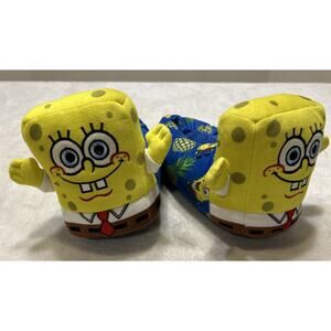 Nickelodeon Boys Spongebob Squarepants Plush Slippers Size 2-3 Toddler Kids